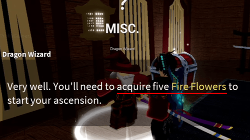 The Dragon Wizard's V2 quest dialogue in Blox Fruits