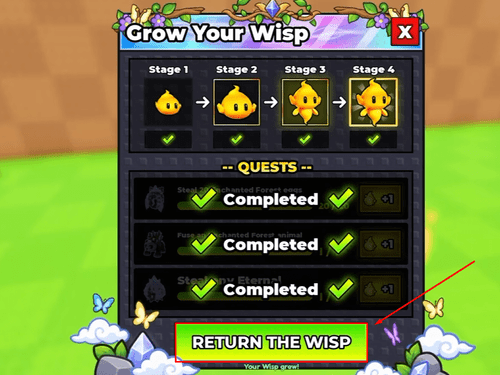 The "Return the Wisp" option in Steal An Egg