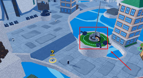 The flagpole's location in Blox Fruits