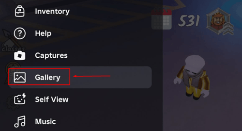 The "Gallery" button on Roblox mobile
