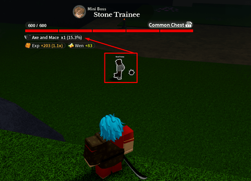 The Stone Trainee and Axe and Mace drop rate in Slayers 2