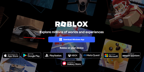 The download page for Roblox on PC