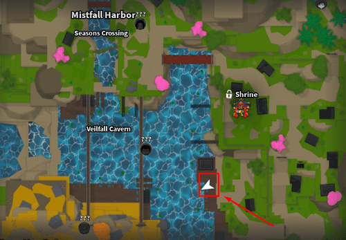 A map of Slayers 2 showing the port at Mistfall Harbor