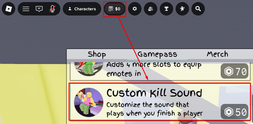 The shop icon and "Gamepass" tab in Jujutsu Shenanigans
