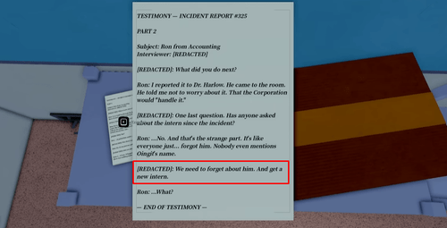 The interview transcript in Dr. Harlow's office in Animal Hospital
