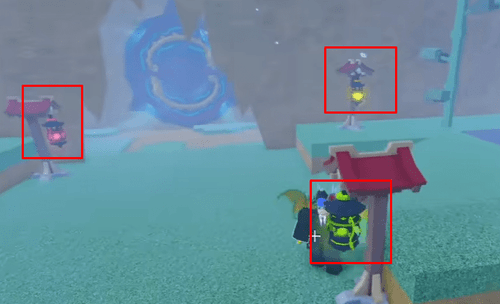 The three lanters in Dragon Dojo in Blox Fruits