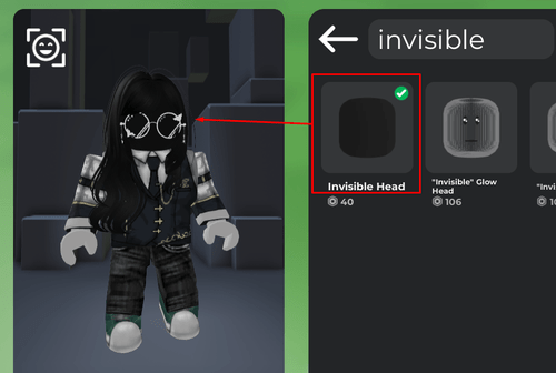Using the Invisible Head to hide self in Roblox 