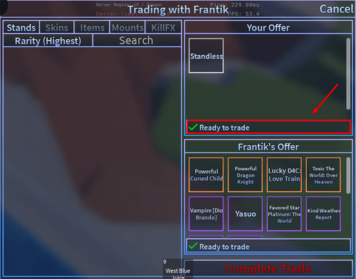 An example of two players ready to trade in AUT