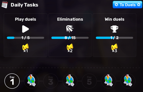The daily tasks screen in RIVALS