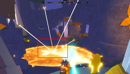 The light beams pointed at the seal in Fisch