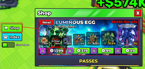 The Shop button and featured egg in Steal An Egg