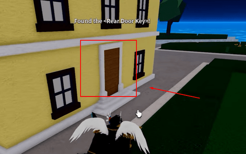 The rear door of Robotmega's office in Blox Fruits