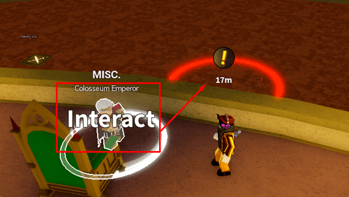 The Colosseum Emperor and red circle in Blox Fruits