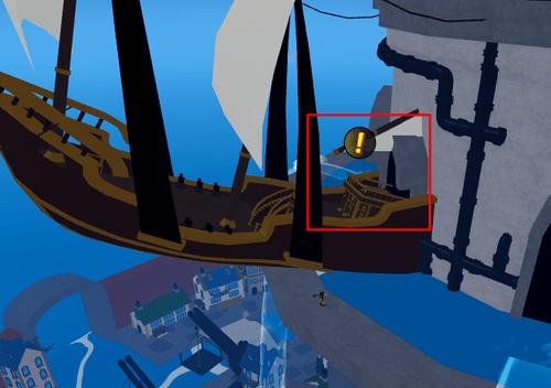The captain's wheel of the stuck ship in Blox Fruits