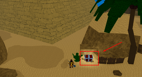 The silver chest near the pyramid in Blox Fruits