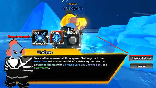 The "Learn Undyne" option in Legacy Piece