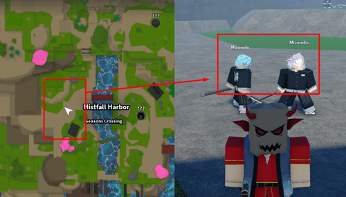 Mizunotos and a map showing their location in Slayers 2
