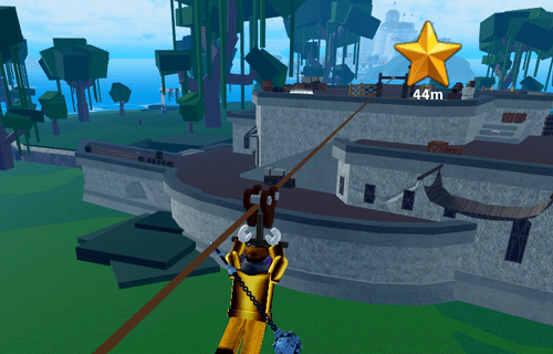 Using the zipline in Blox Fruits