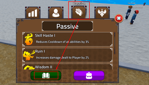 An updated screenshot of the Passive menu in King Legacy