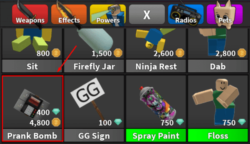 The Prank Bomb in MM2's shop