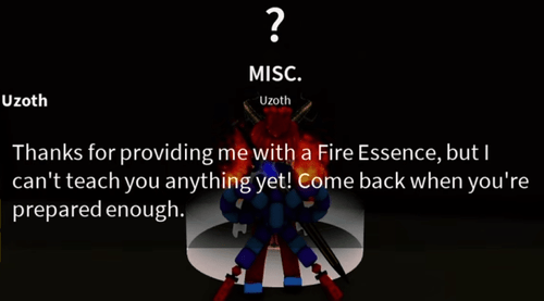A player speaking with Uzoth in Blox Fruits