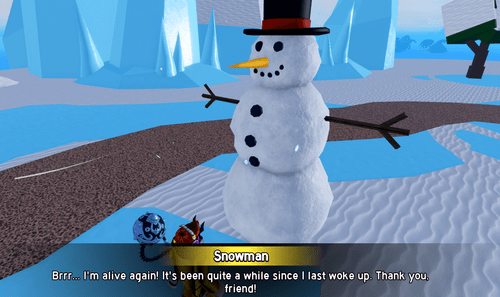 A snowman in Blox Fruits