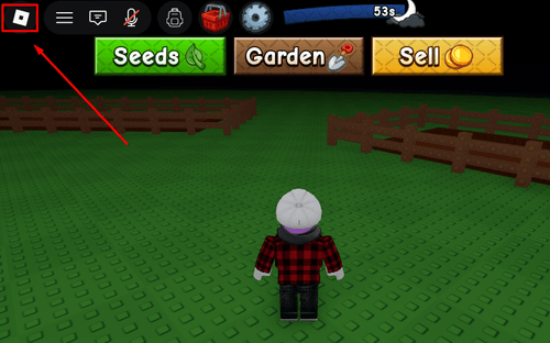 The Roblox icon on the upper left corner of the screen