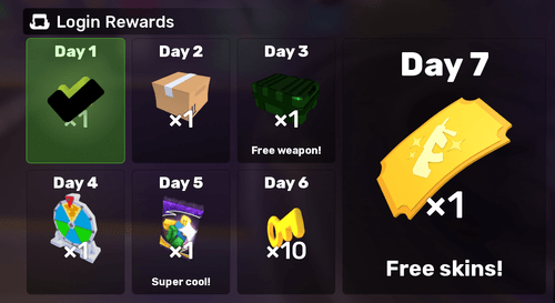 The Daily Login reward screen in RIVALS