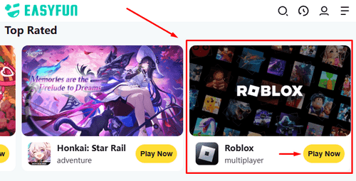 The Roblox banner in EasyFun's homepage