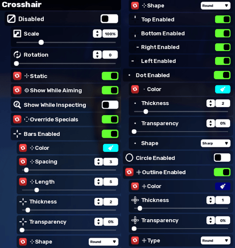 Crosshair #1 settings for RIVALS