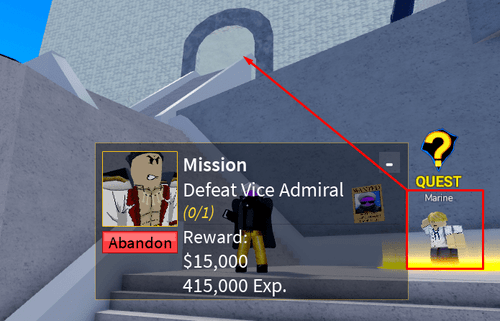 The Vice Admiral quest giver and location in Blox Fruits