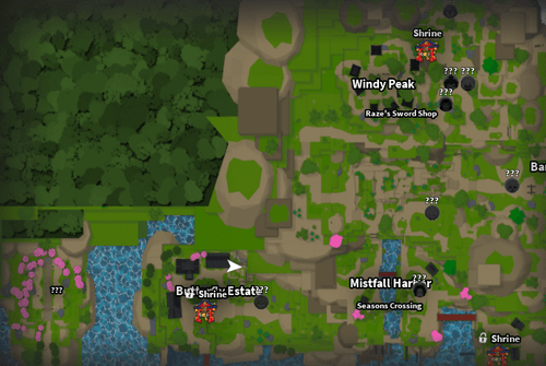 An image of the map showing the Butterfly Estate in Slayers 2