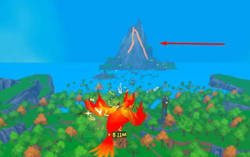 The volcano island in Ride A Pet
