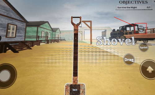 The "Pick up" button in Dead Rails mobile