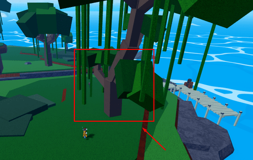 The large tree near the Gorilla King in Blox Fruits