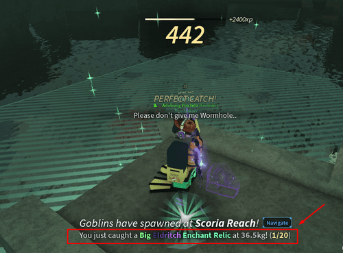 Catching an Enchant Relic in The Depths in Fisch
