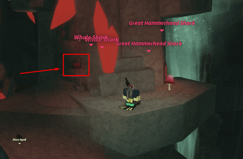 The pedestal with a red glowing rune in Fisch