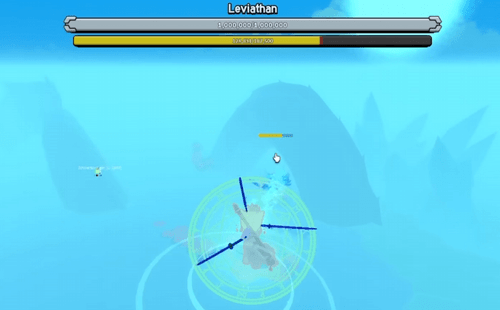 Shark player fighting the Leviathan in Blox Fruits