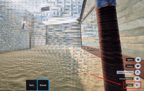The drop button for the PS5 version of Dead Rails
