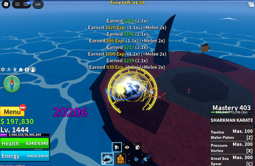 Fighting enemies in a raid in Blox Fruits