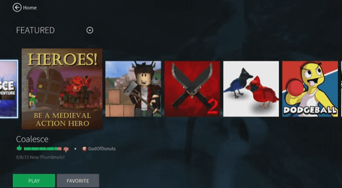 The Xbox One UI for Roblox's initial release