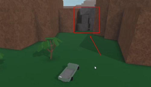 The boulders blocking the snow area of the main island