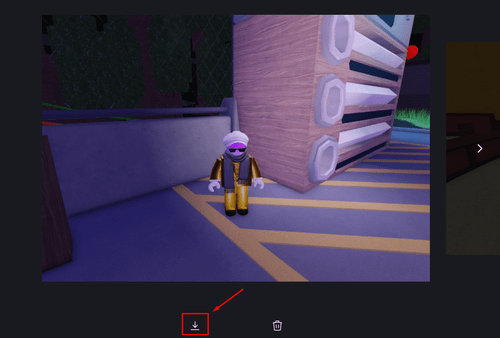 The "Save" button in the Roblox Gallery
