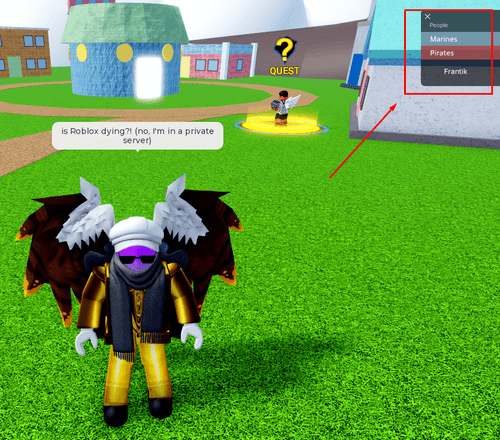 Asking if Roblox is dead while playing Blox Fruits with no other players