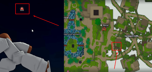 Dr. Higoshima's location in the map and the red exclamation point in Slayers 2