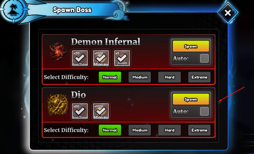 The Dio option in the Sacrifice Table in Legacy Piece