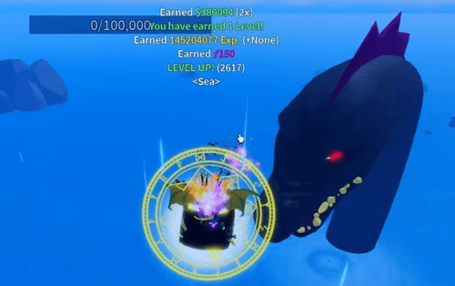 Fighting a Sea Beast in Blox Fruits