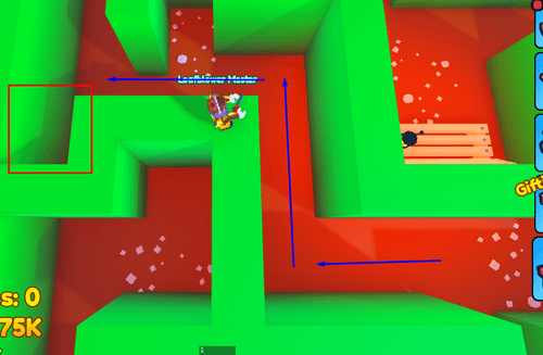 Directions to the dead end in the maze in Garden Cleaner Evolution