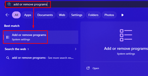 Steps to open "add or remove programs" on Windows
