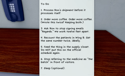 The to-do list in Animal Hospital